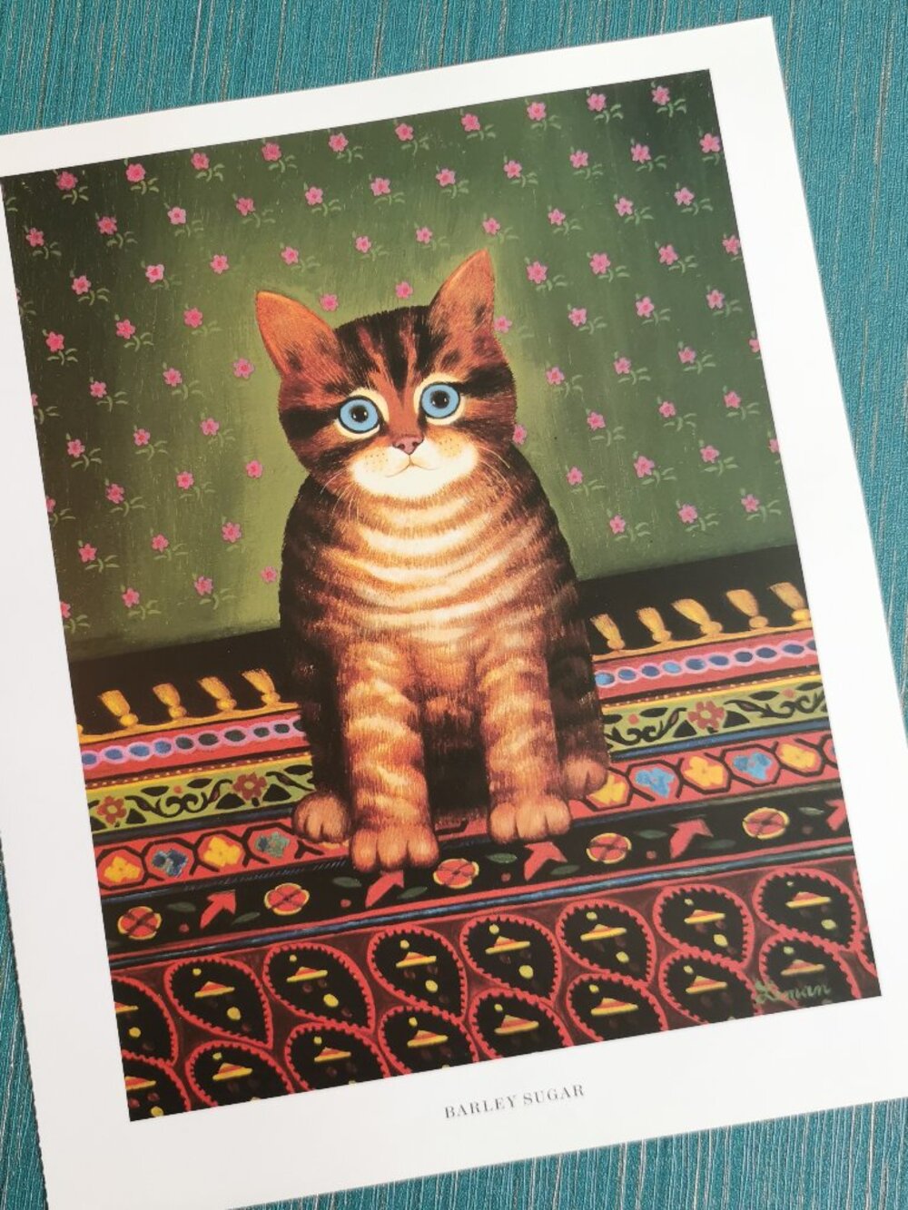 Barley Sugar by Martin Leman Tabby Cat Art Print Kitty Bold Background Pattern